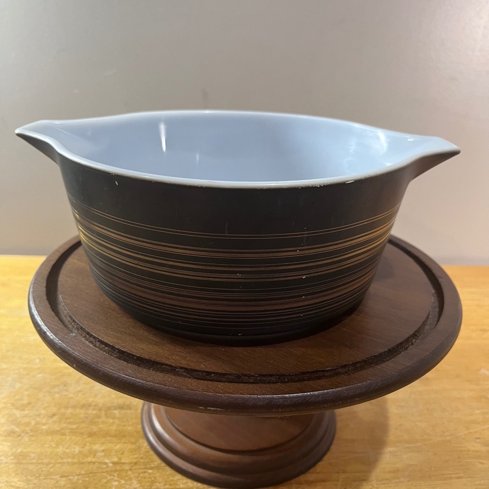 Pyrex Terra Casserole Dish Unisex 2.5 Qt Brown Vtg Good 475-B Matte Striped